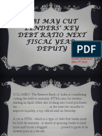 RBI May Cut Lenders' Key Debt Ratio