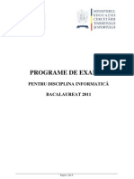 Programa Bac 2011 E d) Informatica