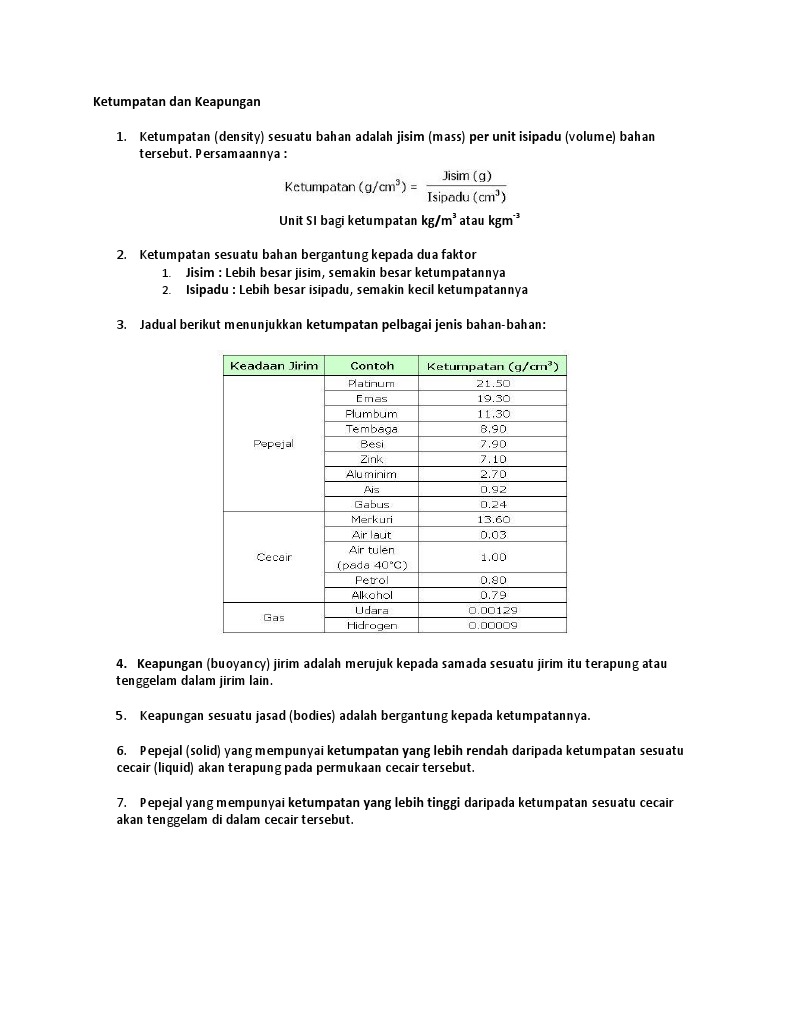Ketumpatan Dan Keapungan Pdf