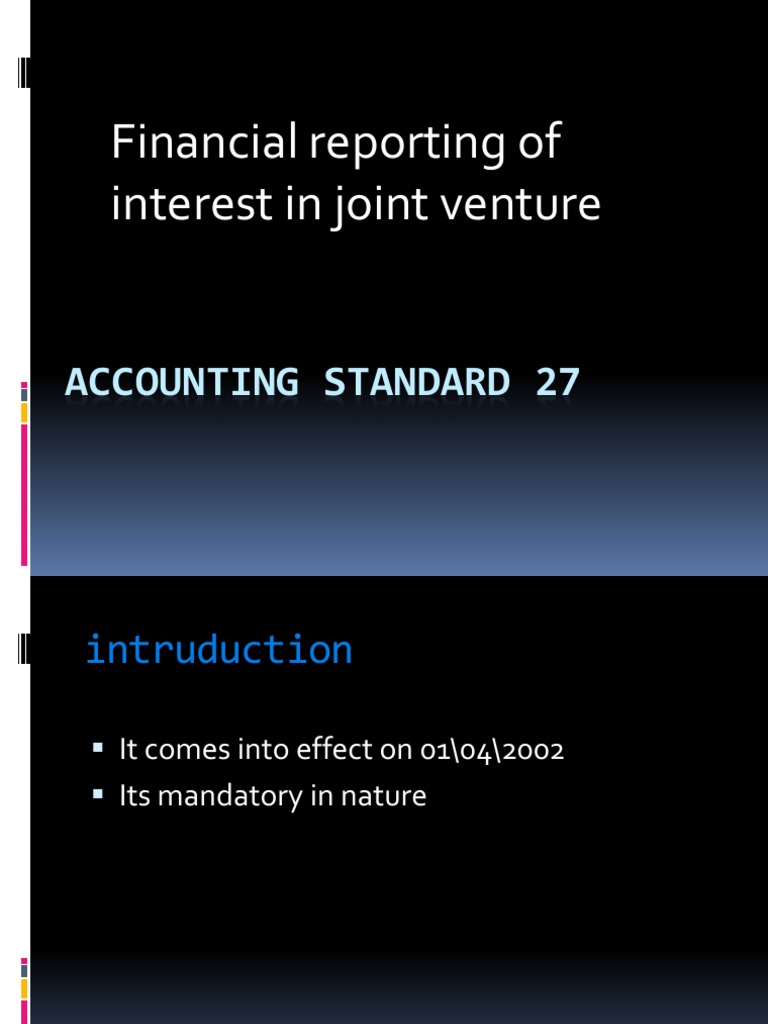 AS 27: Joint Venture Financial Reporting | PDF | Finance & Money Management