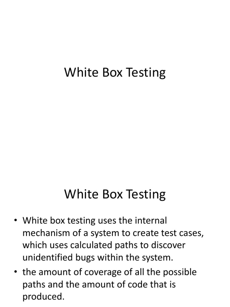White Box Testing Software Engineering Computing