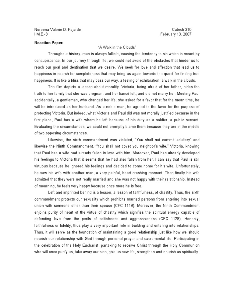 A Walk in The Clouds PDF Eucharist Chastity