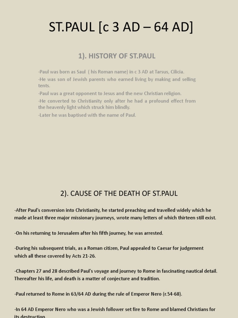 Presentation of ST - Paul's Death | PDF | Paul The Apostle | Ancient ...