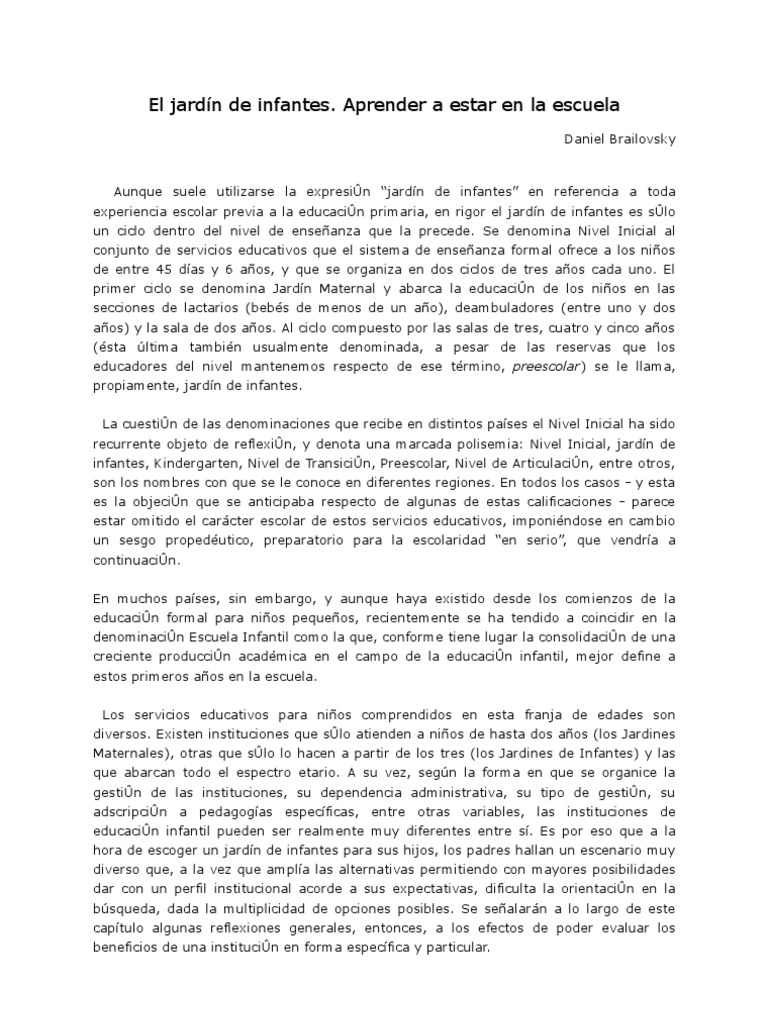 El Jardín de Infantes | PDF | Educación de la primera infancia ...