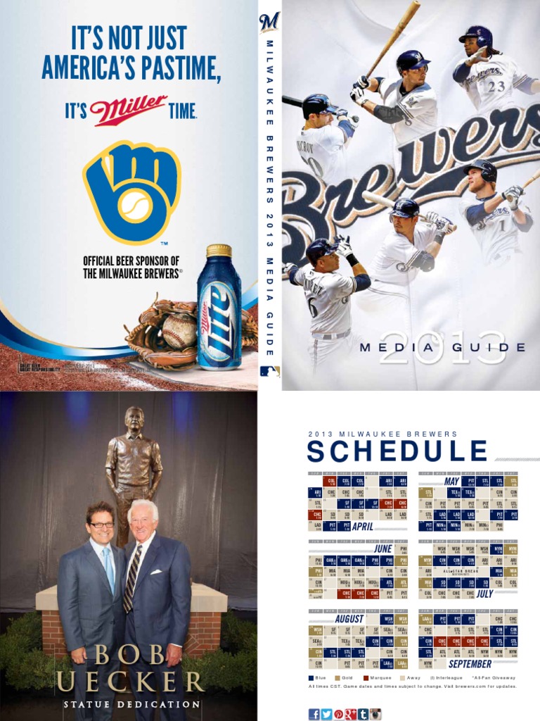 Milwaukee Brewers 2013 Media Guide PDF Major League Baseball Ball And Bat Games