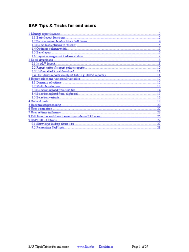 SAP Tips&Tricks For End Users | PDF | Microsoft Excel | Digital Technology