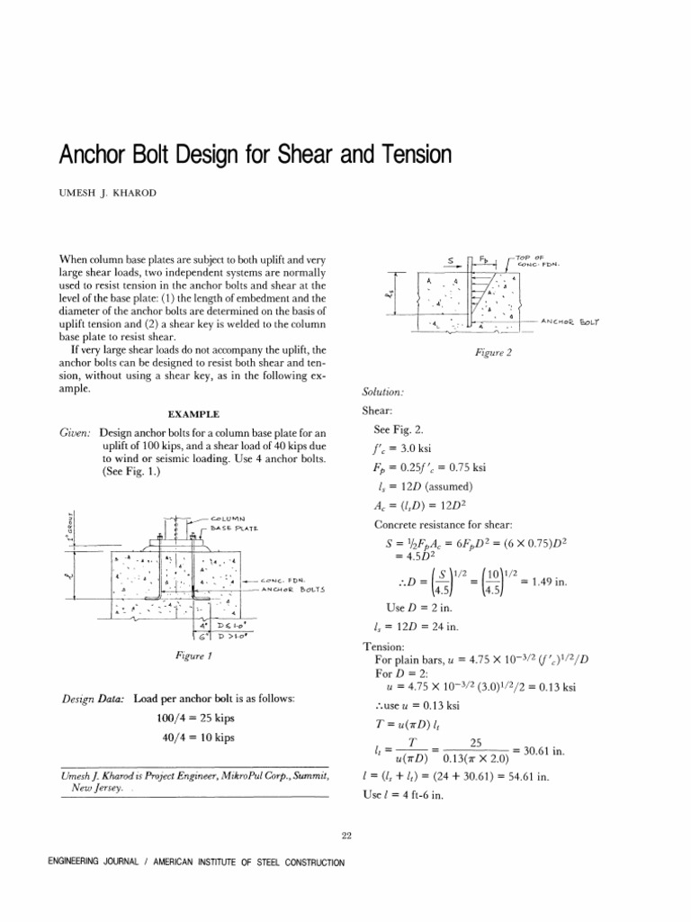 Anchor_Bolt_Design_for_Shear_and_Tension.pdf Stress (Mechanics) Screw