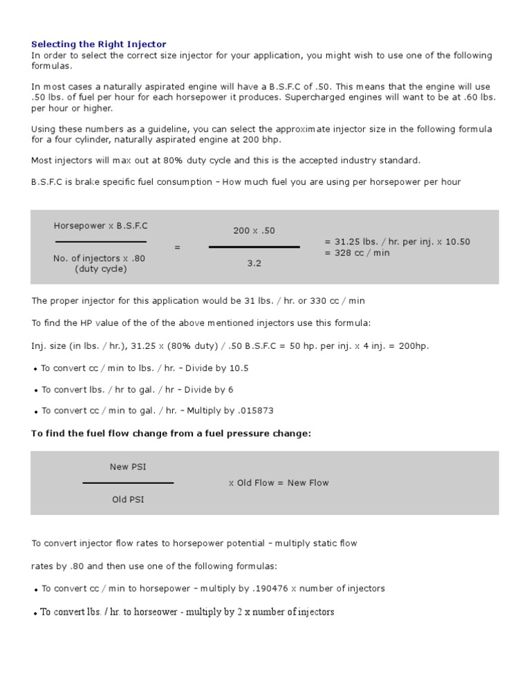 Injector Sizing for Engine Performance | PDF | Science & Mathematics ...