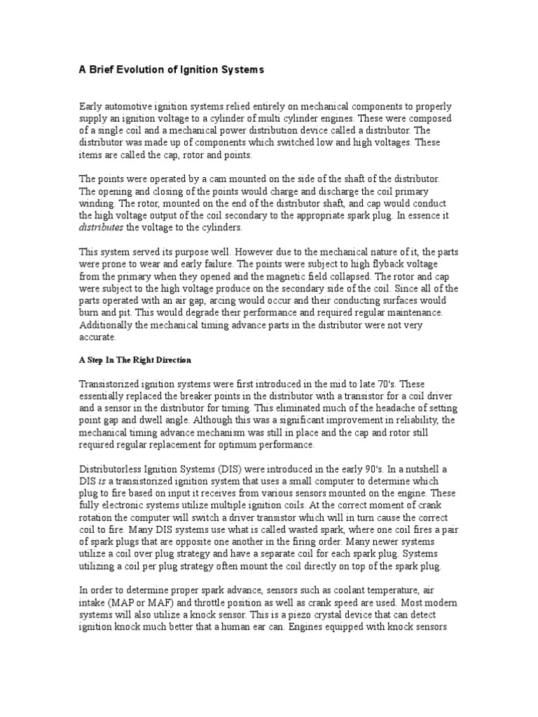 Distributor Less Ignition Systems PDF Ignition System Distributor