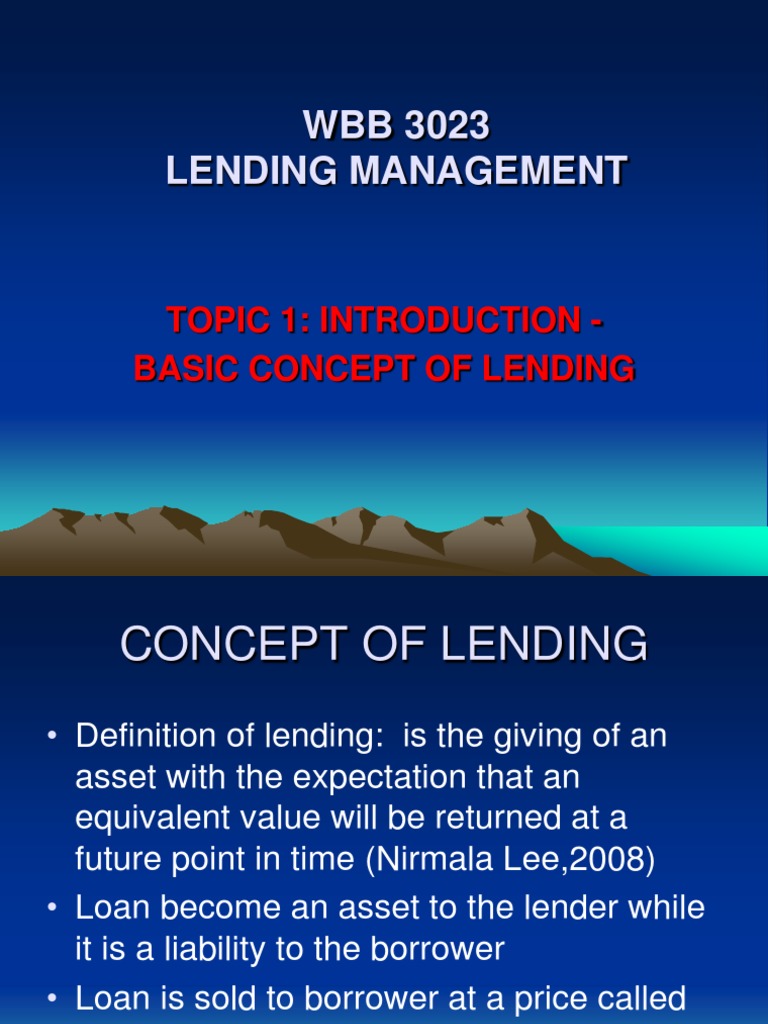 Basics of Lending Management | PDF | Loans | Credit (Finance)