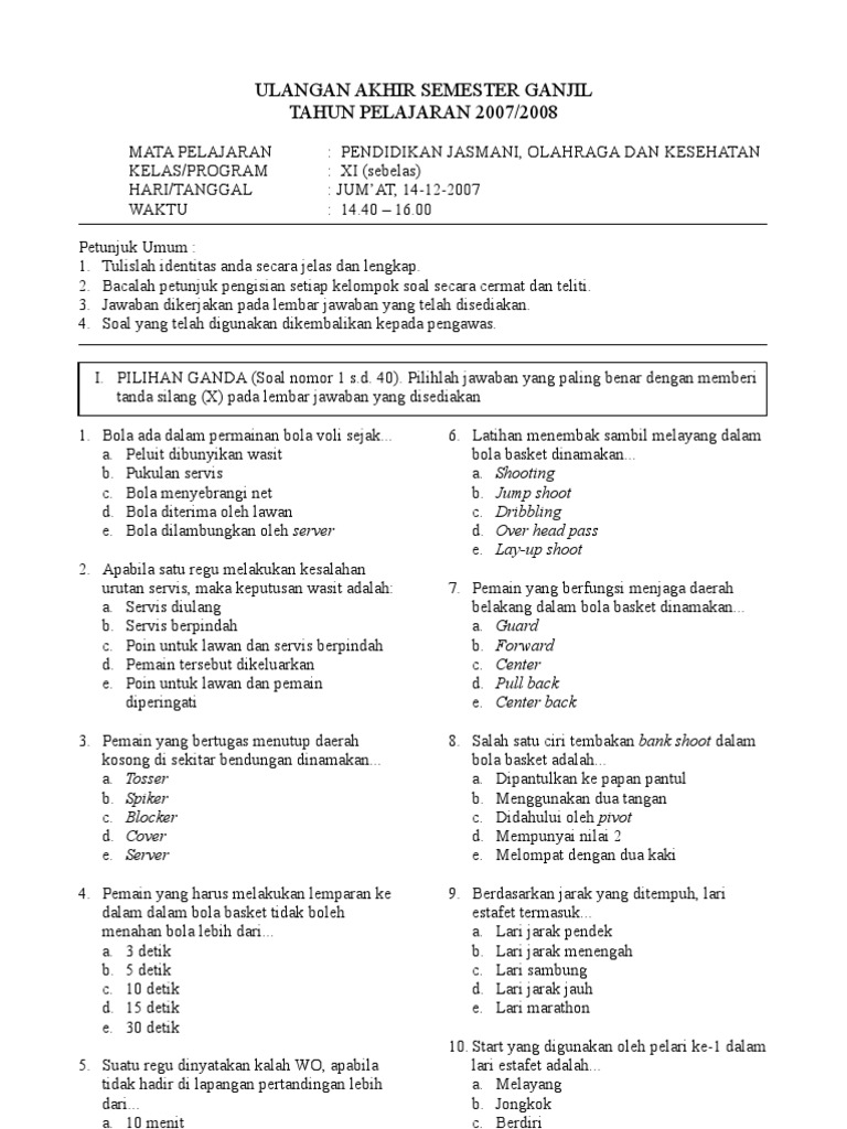 Soal Essay Dan Pilgan Materi Lompat Jauh