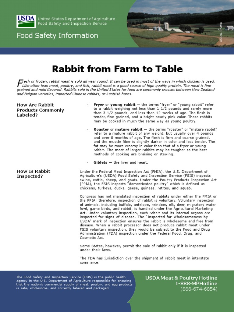 USDA Rabbit Roasting Guidelines | PDF | Food And Drink | Food And Drink ...