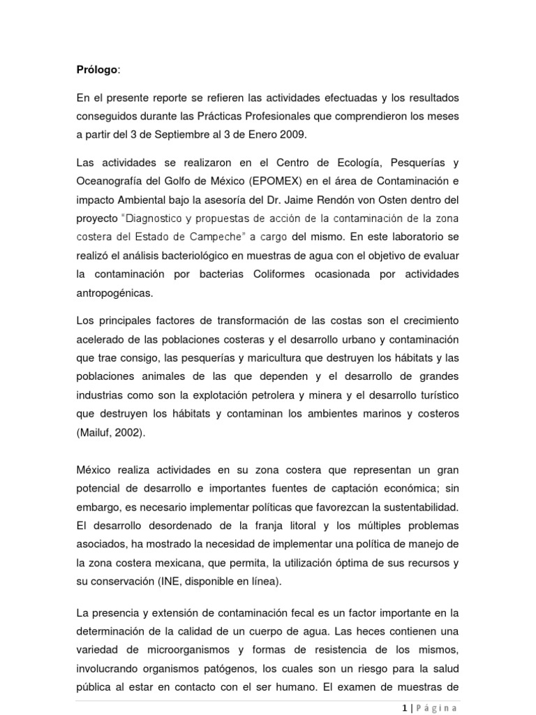 Reporte de Practicas Profesionales Entregado 13 Enero | Fishery | Campeche