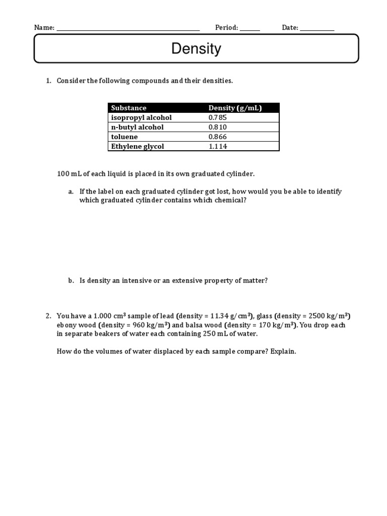 Understanding Density and Properties | PDF | Art