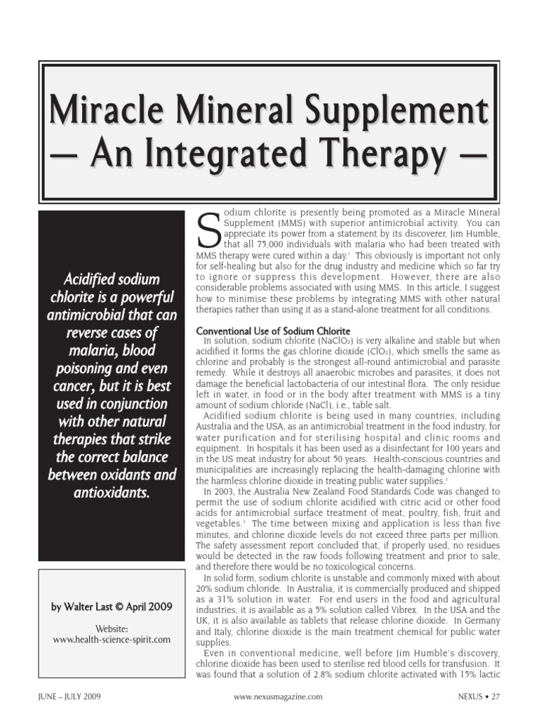 Miracle Mineral Supplement An Integrated Therapy PDF Antioxidant