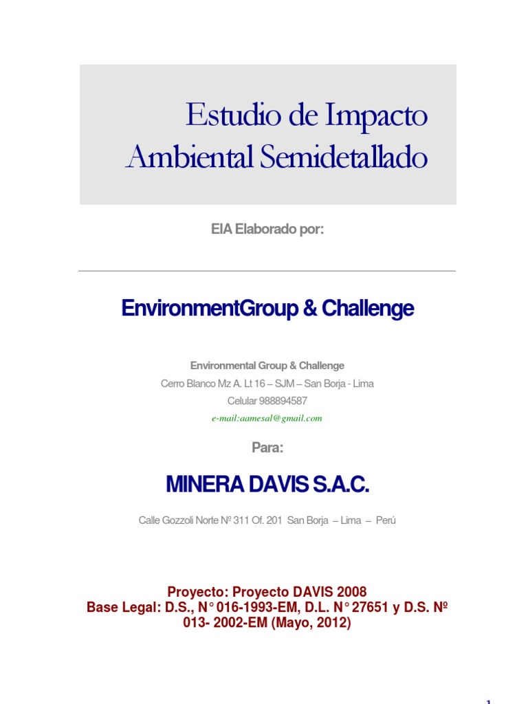 Estudio de Impacto Ambiental Semidetallado | PDF | Residuos ...