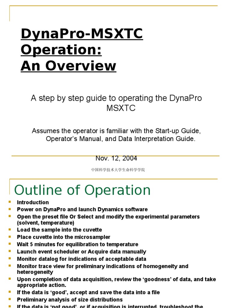 DynaPro MSXTC Operation Guide | PDF | Mode (Statistics) | Autocorrelation