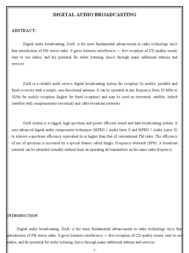 Digital Audio Broadcasting | PDF | Orthogonal Frequency Division ...