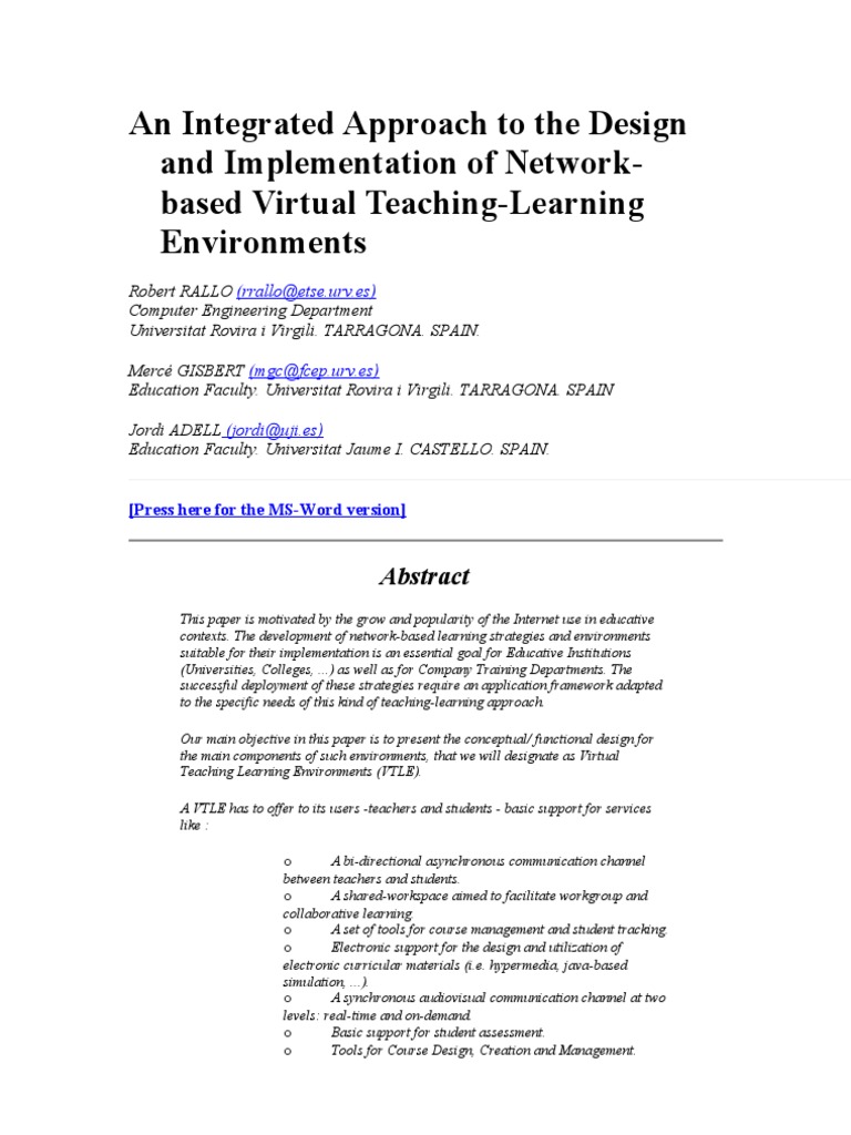Designing Network-Based Virtual Learning | PDF | Databases ...