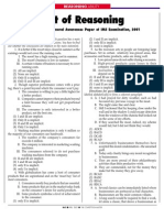 Test of Reasoning: Reasoning and General Awareness Paper of IMS Examination, 2001