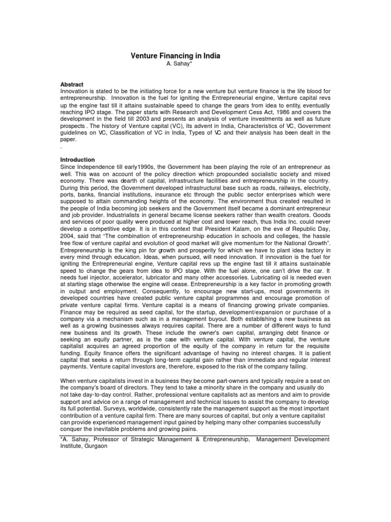 Stages of Venture Capital in Bangalore | PDF | Venture Capital ...