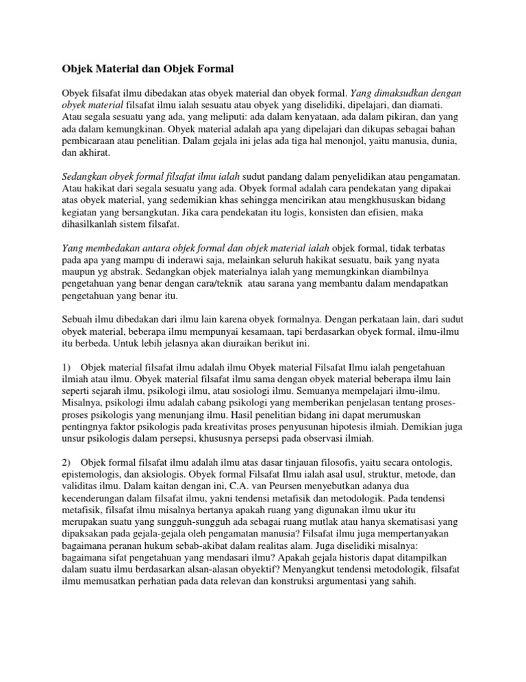 Objek Material Dan Objek Formal