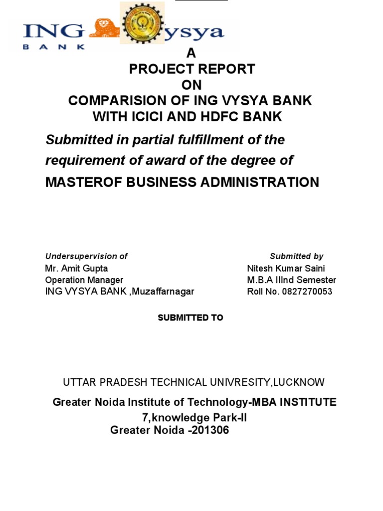 ING Vysya Bank vs HDFC & ICICI Analysis | PDF | Ing Group | Banks