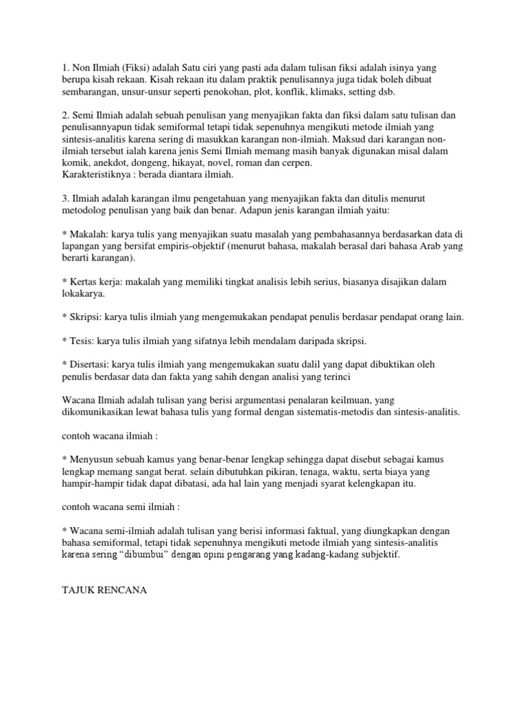 Contoh Makalah Non Ilmiah