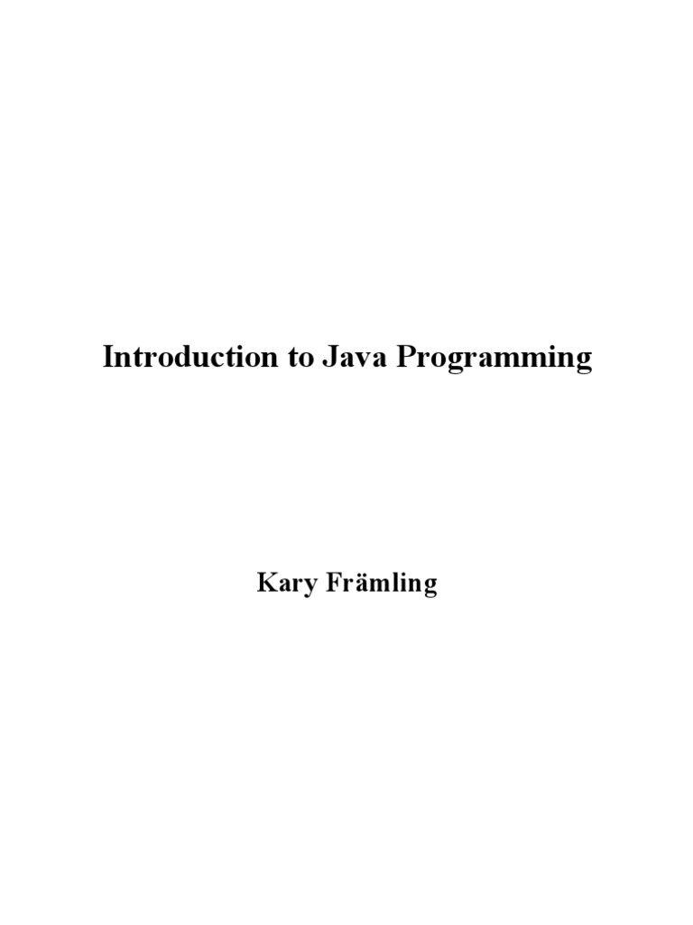 Introduction To Java Programming: Kary Främling | PDF | Java ...