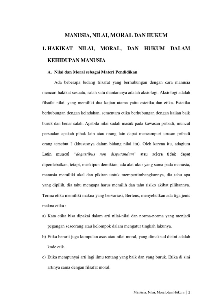 Manusia Nilai Moral Dan Hukum