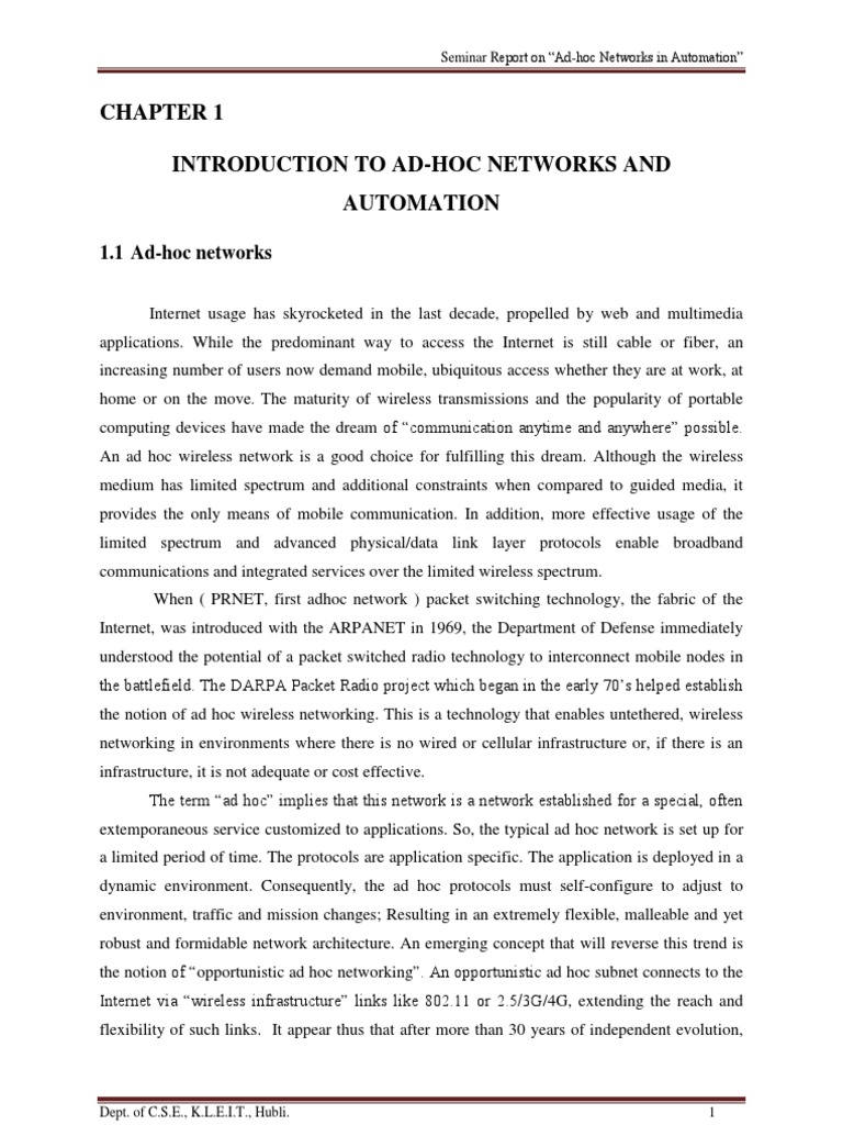 Ad-hoc Networks in Automation | PDF | Automation | Wireless Ad Hoc Network