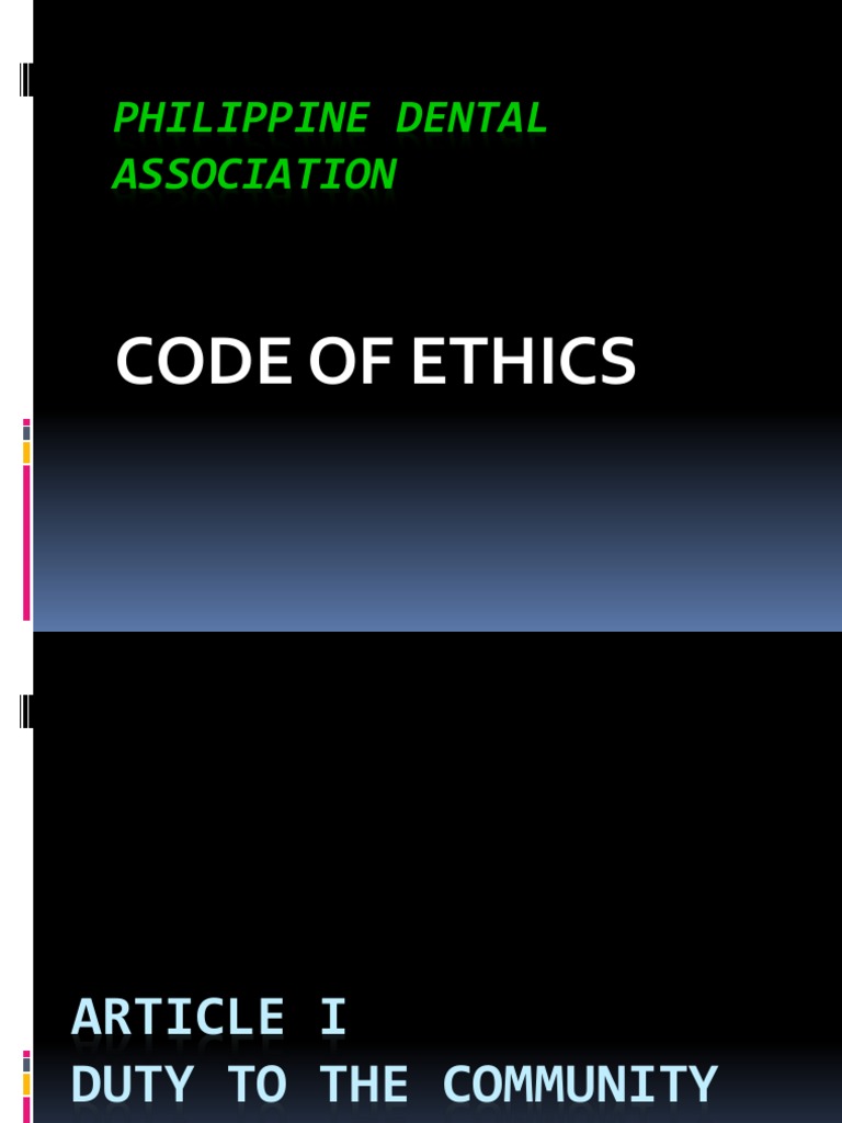 Philippine Dental Association Code of Ethics PDF Dentist Dental