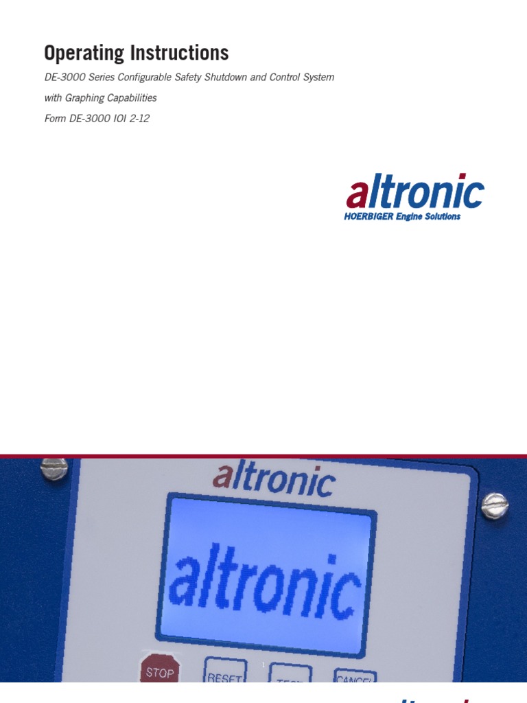 Altronic DE-3000 Install. - Oper. Instructions (Form DE-3000 IOI