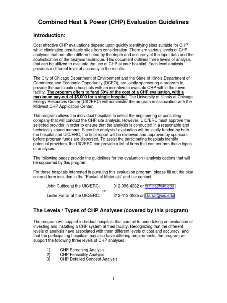 Combined Heat & Power (CHP) Evaluation Guidelines | PDF | Technology ...