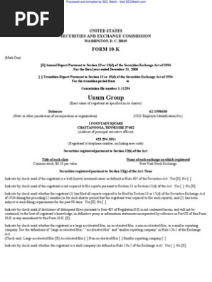 Unum Group 10 K Annual Reports 09 02 24 Pdf Form 10 K Life Insurance