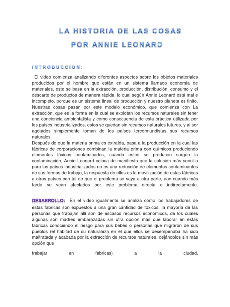 LA HISTORIA DE LAS COSAS POR ANNIE LEONARD.docx