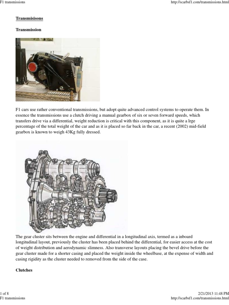 F1 Transmissions Transmission (Mechanics) Clutch