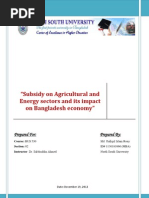 Subsidy On Agriculture and Energy Sector in Bangladesh