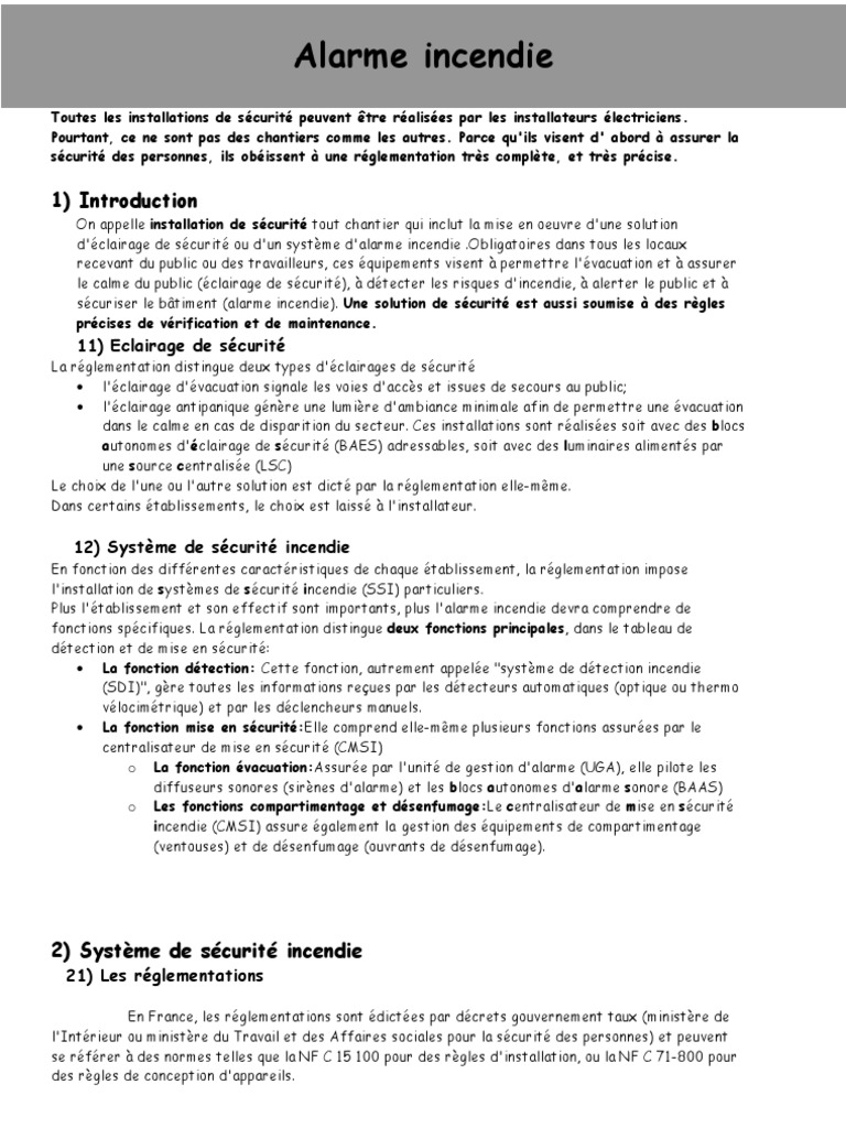 Alarme incendie1  Sécurité  Désastres et accidents
