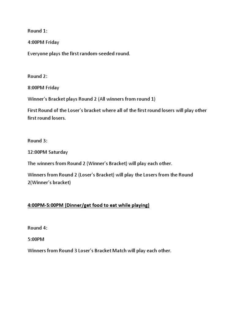 Tournament Schedule and Format Overview | PDF | Sports & Recreation