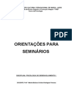 ORIENTAÇÕES GERAIS PARA OS SEMINÁRIOS