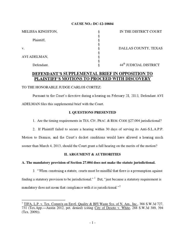 32 Brief in Opposition To Motion To Proceed With Discovery PDF