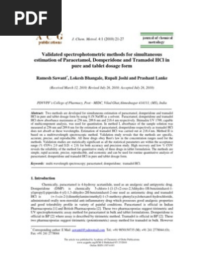 Tramadol Absorbance Standard Deviation