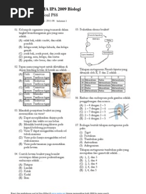 Bank Soal Un Biologi Sma 2009