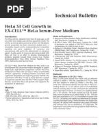 Download SAFC Biosciences - Technical Bulletin - HeLa S3 Cell Growth in EX-CELL HeLa Serum-Free Medium by SAFC-Global SN12819437 doc pdf