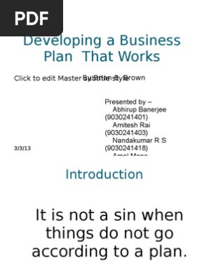 Developing a Business Plan That Works