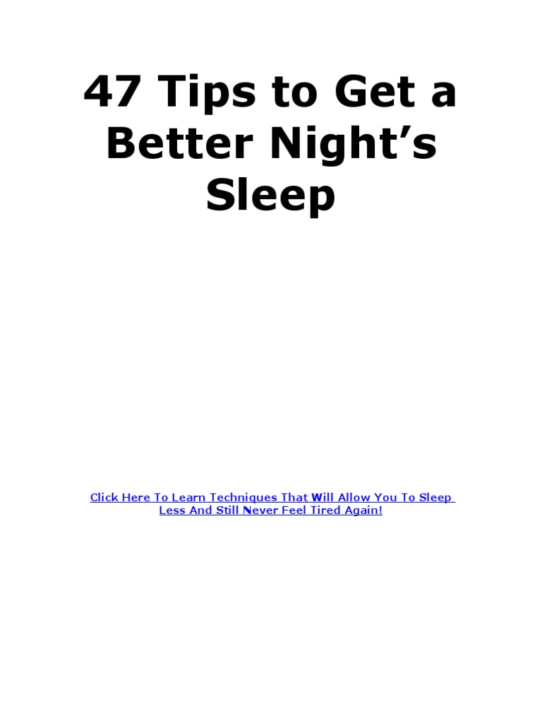 47 Tips To Get A Better Night PDF Rapid Eye Movement Sleep Sleep