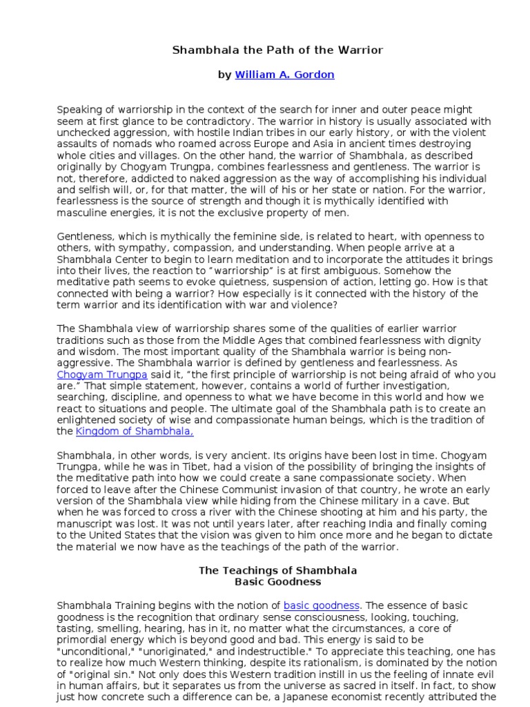 Shambhala The Path Of The Warrior Pdf Shambhala Buddhism Good And