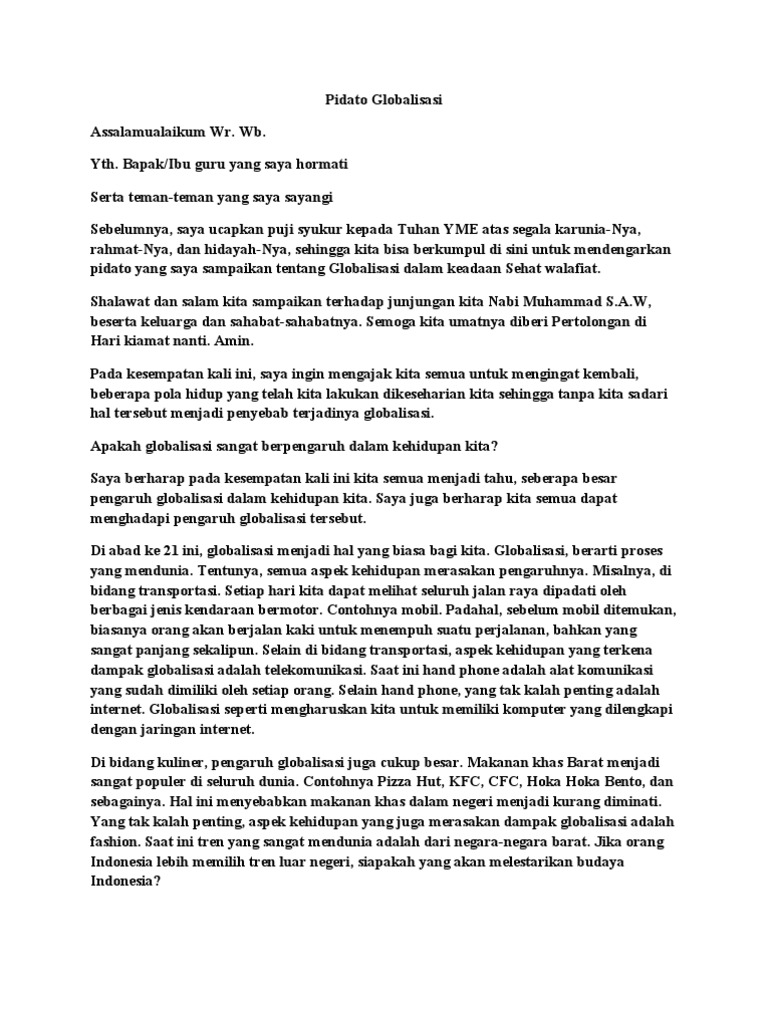 Pidato Globalisasi