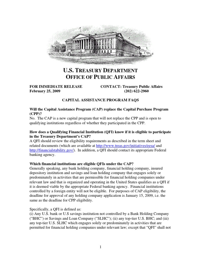 Capital Assistance Program FAQs | PDF | Finance & Money Management